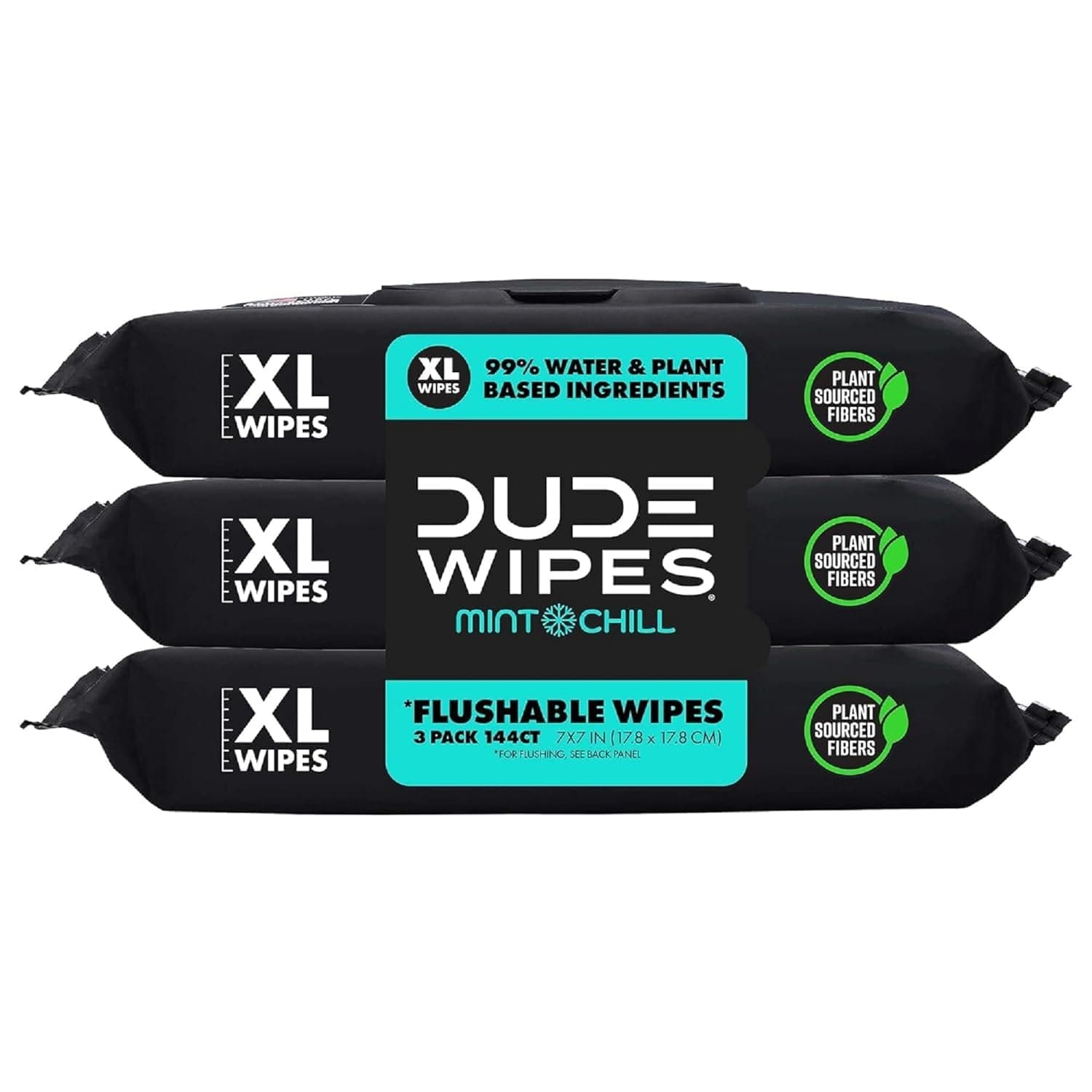 Wipes Mint Chill Flushable Wipes - Extra-Large Adult Wet Wipes - 3 Pack (144 Count) - Infused with Tea Tree Oil, Vitamin E, and Aloe - Septic and Sewer Safe