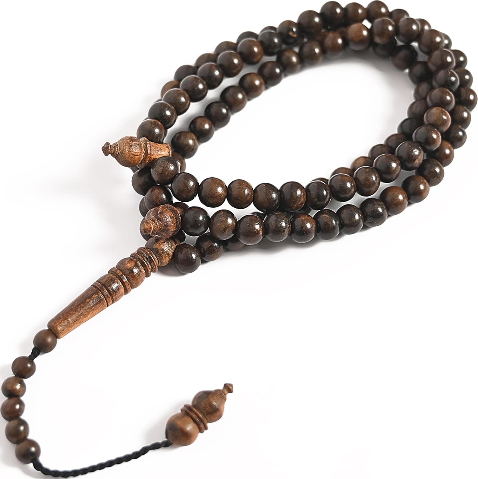 White Oud Wood Tasbih 99 8mm Aetoxylon - Islamic Prayer Beads for Tasbeeh, Dhikr, Zikr - Muslim Rosary, Tespih, Misbaha, Masbaha, Muslim Mala, Sibha, Subha, Worry Beads, Prayer Counter