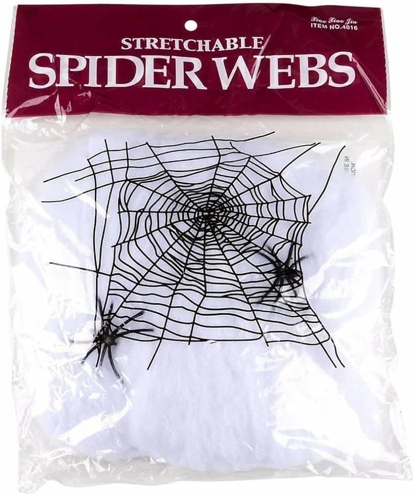 partysanthe streachable spiders web with 2 fake spiders/stretchable spider web spooky halloween decoration with 2 spiders party decor- Multi color