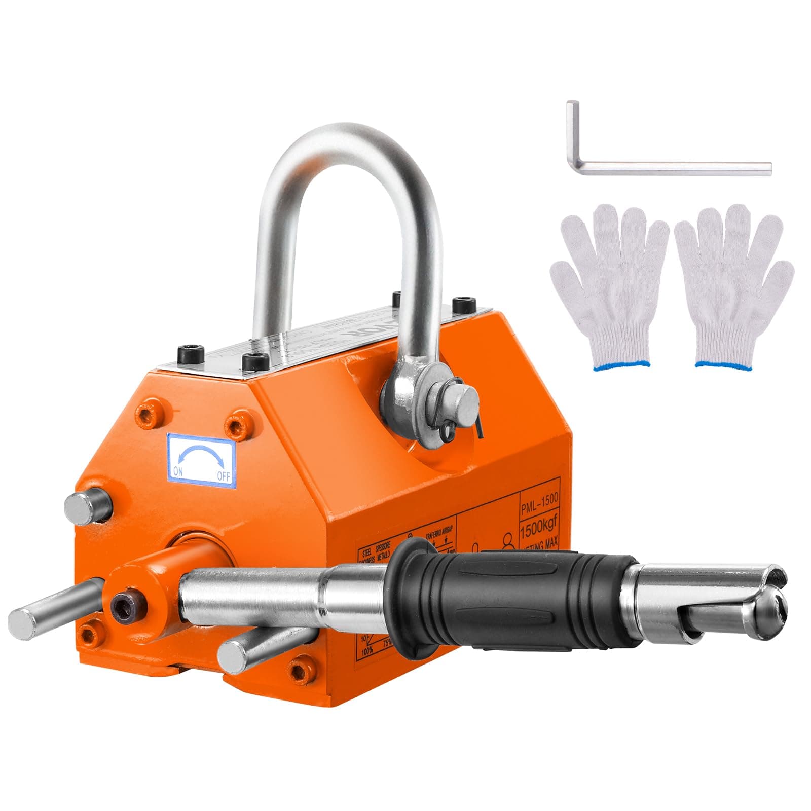 Magnetic Lifter, 3300lbs/1500kg Pulling Capacity, 2.5 Safety Factor, Neodymium & Steel, Lifting Magnet with Release, Permanent Lift Magnets, Heavy Duty Magnet for Hoist, Shop Crane, Block, Board