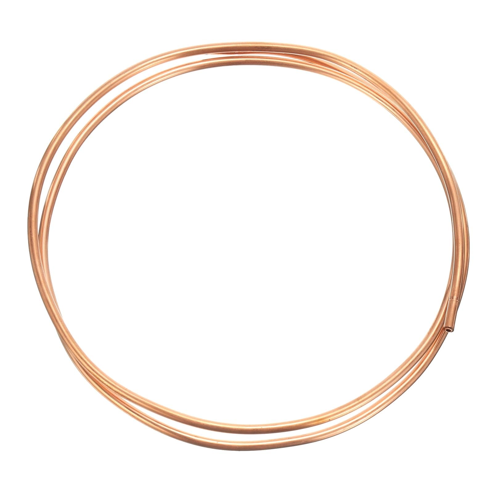 sourcing map Copper Tube 1/8'' OD x 3Ft 1/64" T Refrigeration Flexible Pipe Seamless Hollow Metal Soft for Air Conditioners Refrigerators and Other Equipment