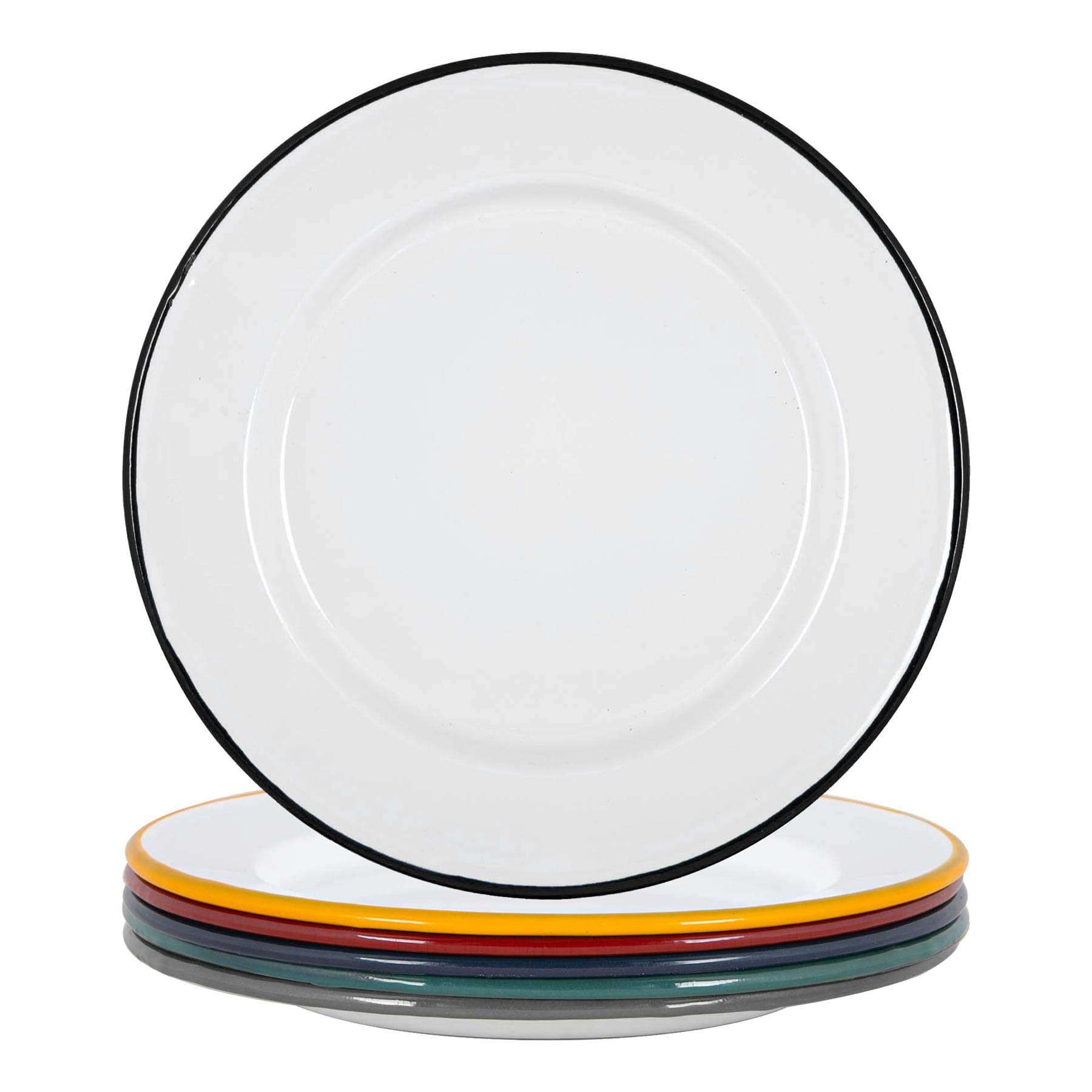 Argon Tableware Enamel Dinner Plates - 25.5cm - Pack of 6 - Multicoloured Dining Plates Lightweight Camping Large Dinner Dish for Appetisers, Starters, Mains, Sides, Desserts