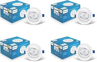 Philips 12 Watt White LED Ceiling COB Round Spot Light with Adjustable Tilt | Cut out: 107mm | Warm White, Pack of 4 (BrightSpot)