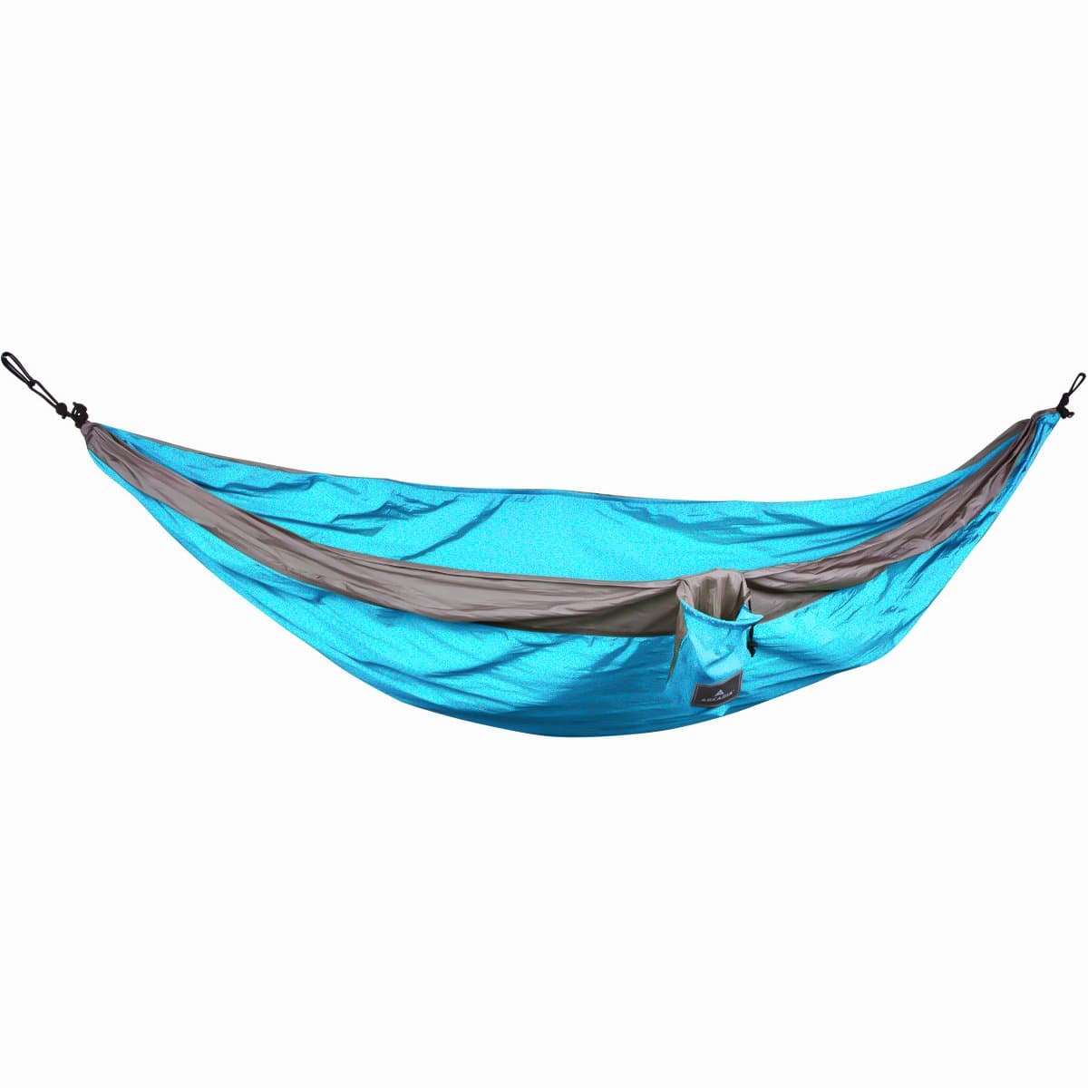 Double Parachute Camping Hammock by Arkadia | Lightweight Nylon, Packable, Great for Travel with free Carabiners and Starter Straps Blue/Grey