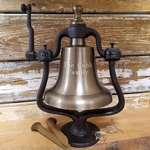 Engraved Large Antiqued Brass Railroad Bell