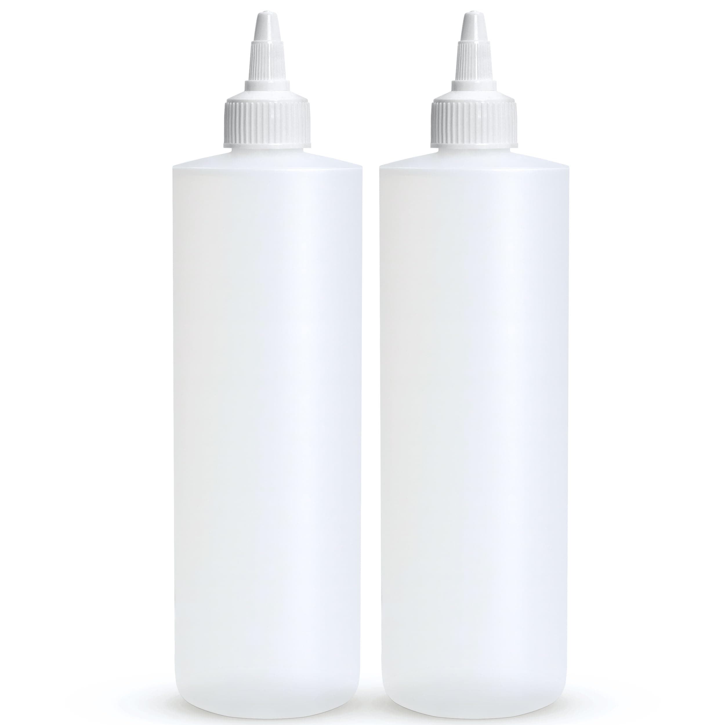 BRIGHTFROM Condiment Squeeze Bottles, 16 OZ Empty Squirt Bottle with Twist Top Cap, Leak Proof - Great for Ketchup, Mustard, Syrup, Sauces, Dressing, Oil, Arts and Crafts, BPA FREE Plastic - 2 PACK