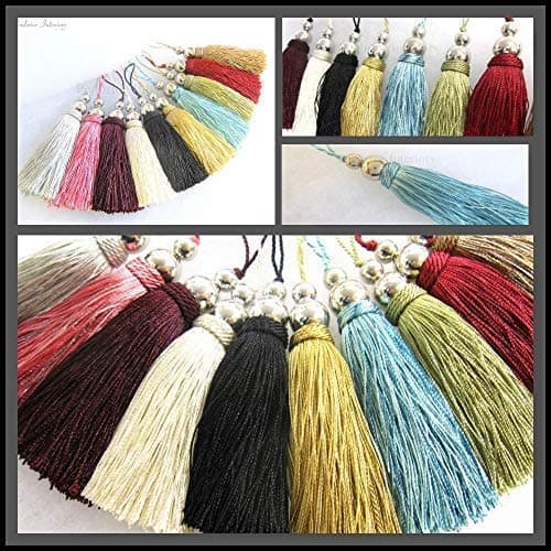 Penbrice Interiors Silver Orbs key tassel 10cm + 4cm loop aprox Fabric decoration Chrome sewing accessory trim (Aubergine)