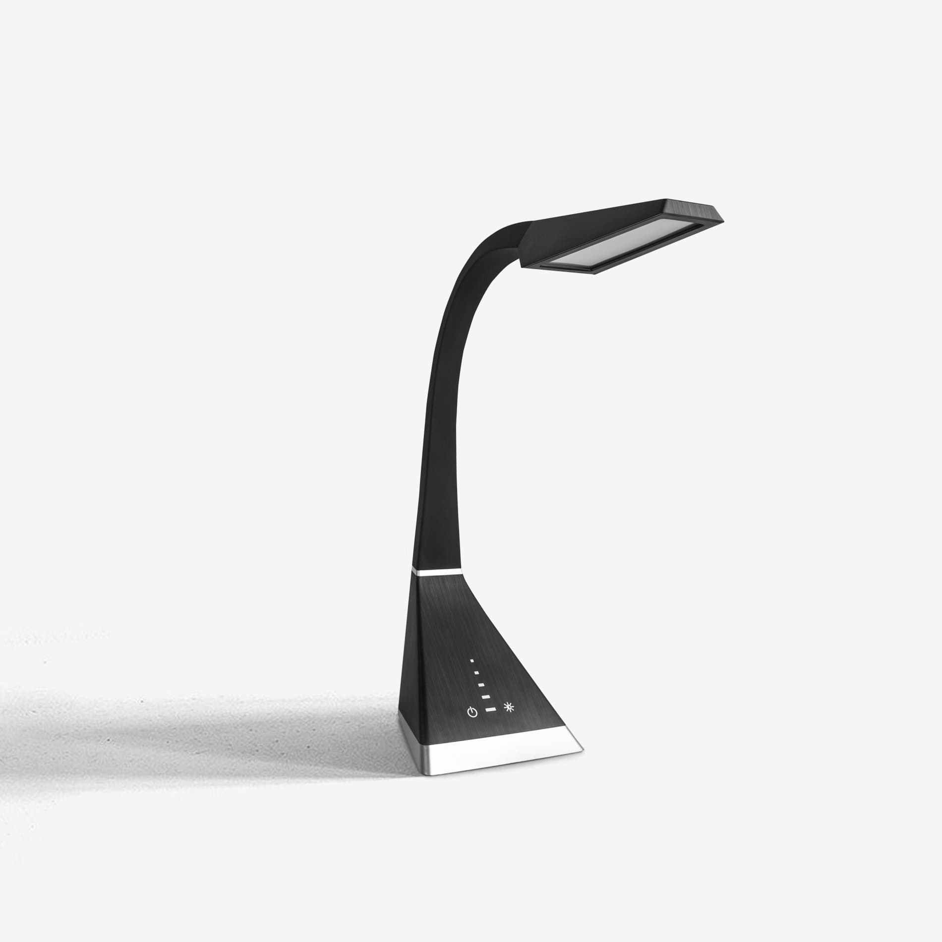 Black LED Desk Lamp, 3 Light Modes, 8W 5 Brightness Level LED Reading Lamp with Dimmable Touch Control Panel and Adjustable Gooseneck, Designed Lighting for Modern Home/Office/Dorm/Studio (Black)