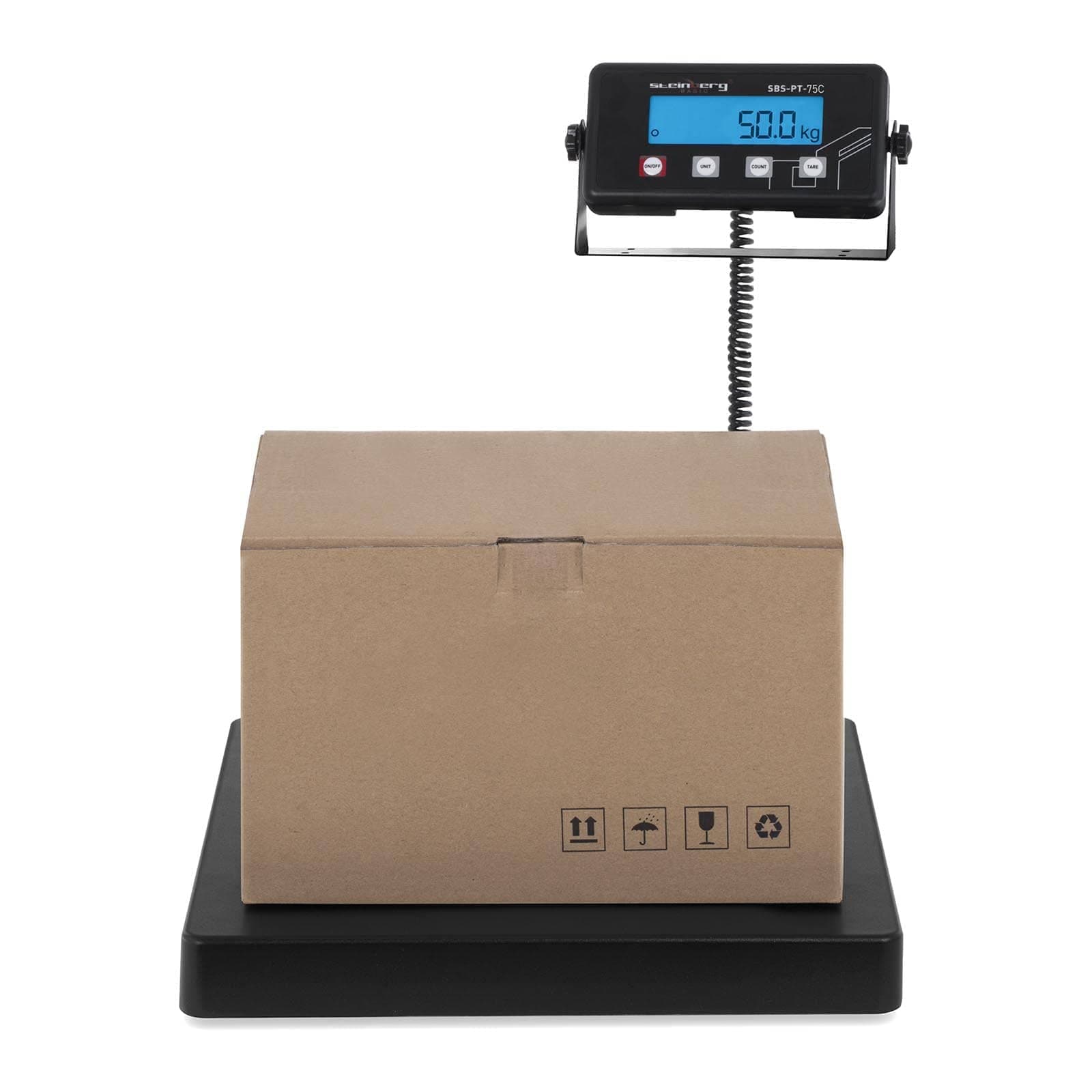 Steinberg SystemsSBS-PT-75C Parcel Scale Postal Scales Platform Scales Digital (75 kg / 10 g, Weighing Surface 40 x 40 cm, LCD Display, Automatic Shut-Off)