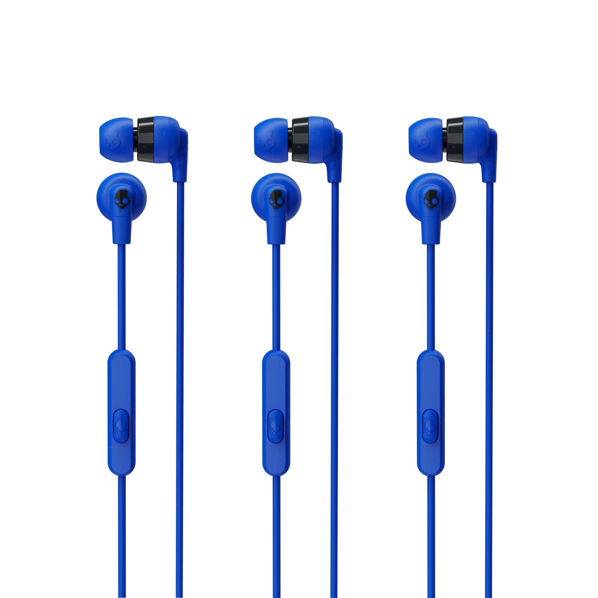 Skullcandy Ink'd+ in-Ear Wired Earbuds, Microphone, Works with Bluetooth Devices and Computers - Cobalt Blue 3-Pack