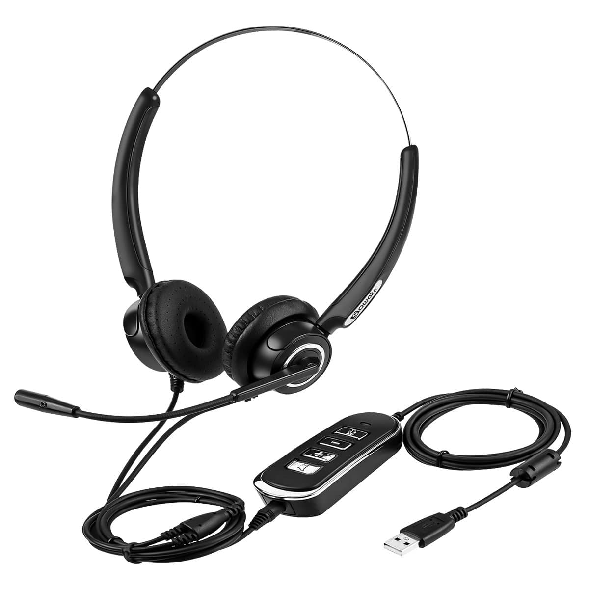 SAWAKE USB/3.5mm Headset Binaural Phone Computer Headset, Lightweight Computer Headphone with Microphone, Noise Cancelling Office Skype Voip Headset for Chat, Call Center, Online Conference, Mac PC