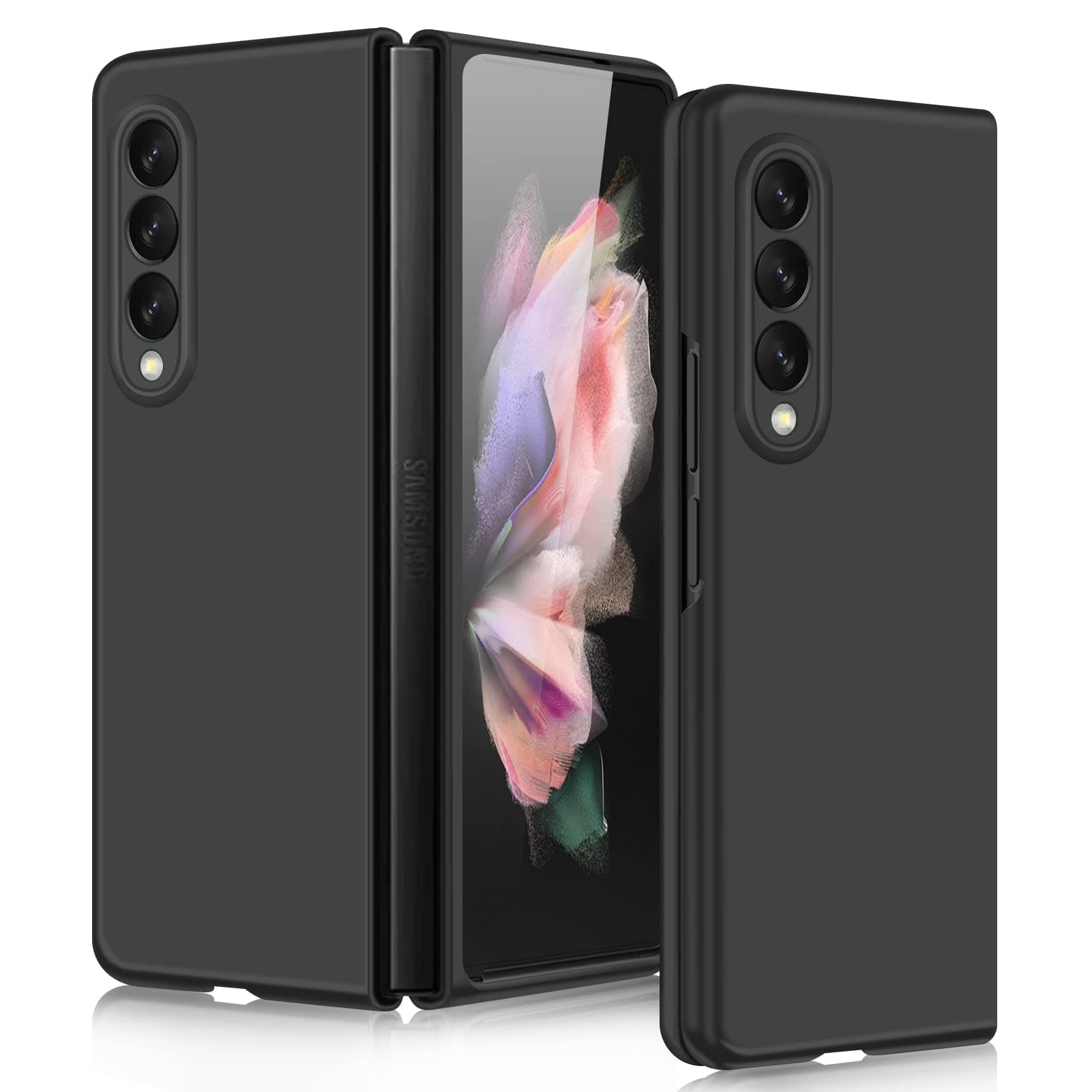 WWW Case for Samsung Galaxy Z Fold 3 7.6" 5G Case,Ultra-Thin Hard PC Shockproof Anti-Scratch Bumper Case for Galaxy Z Fold 3 5G 2021,(Supports Wireless Charging) Black