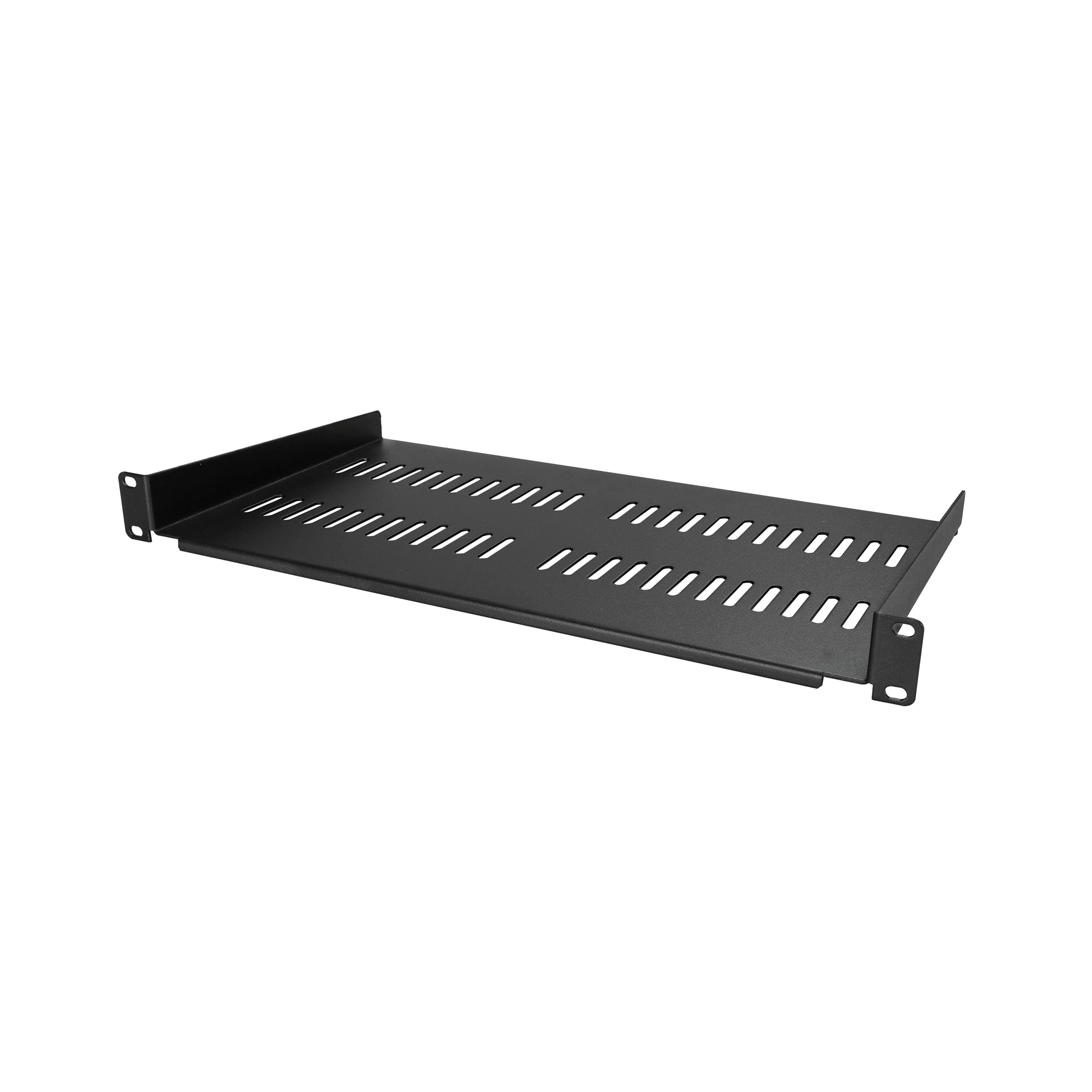 StarTech.com 1U Vented Server Rack Mount Shelf - 10in Deep Steel Universal Cantilever Tray for 19" AV & Network Equipment Rack - 44lbs (CABSHELFV1U), 10" Depth