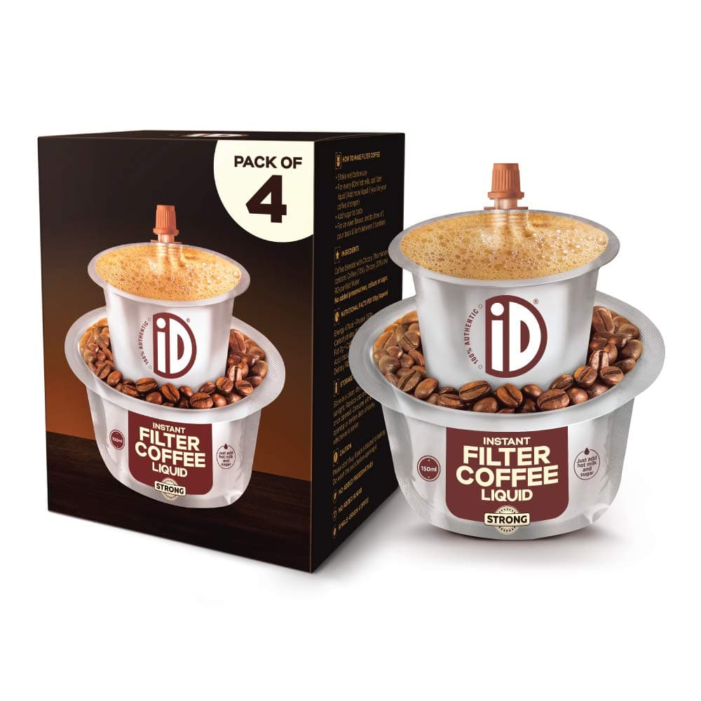 iD 100% Authentic Instant Filter Coffee Liquid | Strong | Authentic, Ready to Use | 60 Cups | 600Ml (150 X 4), Box