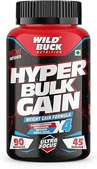 - WILD BUCK Hyper Bulk Gain Mass & Weight Gainer Capsule For Fast Weight & Muscle Gain,Daily Muscle Building Weight Supplement For Muscle Growth,Stamina & Strength,For Men & Women- 90 Cap,1 Count