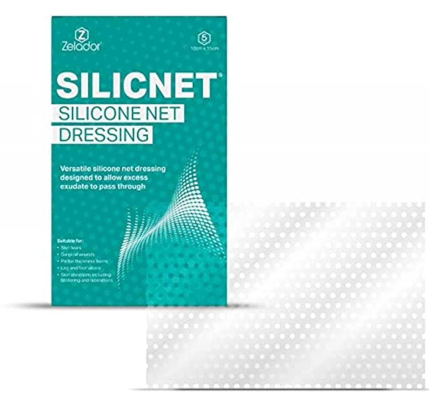Silicone Net Dressing Non-Adherent, Flexible, and Breathable Dressing for Delicate Skin – Ideal for Surgical Wounds 10x15cm 5pc