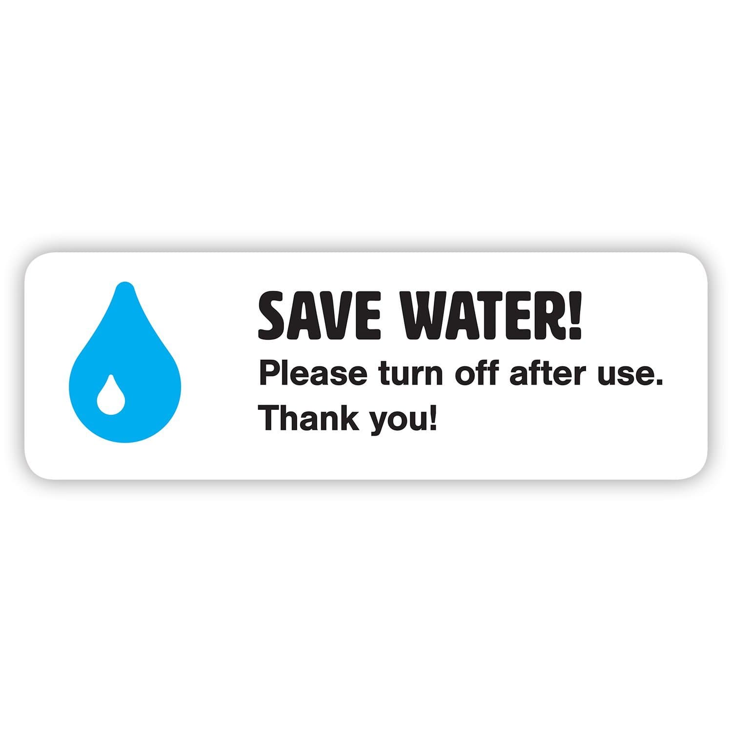 5 x Save Water Sticker Set - Turn off Water - Kitchen Tap Stickers - for Home or Tea Kitchen (Small - 6.6 x 2.2 cm)