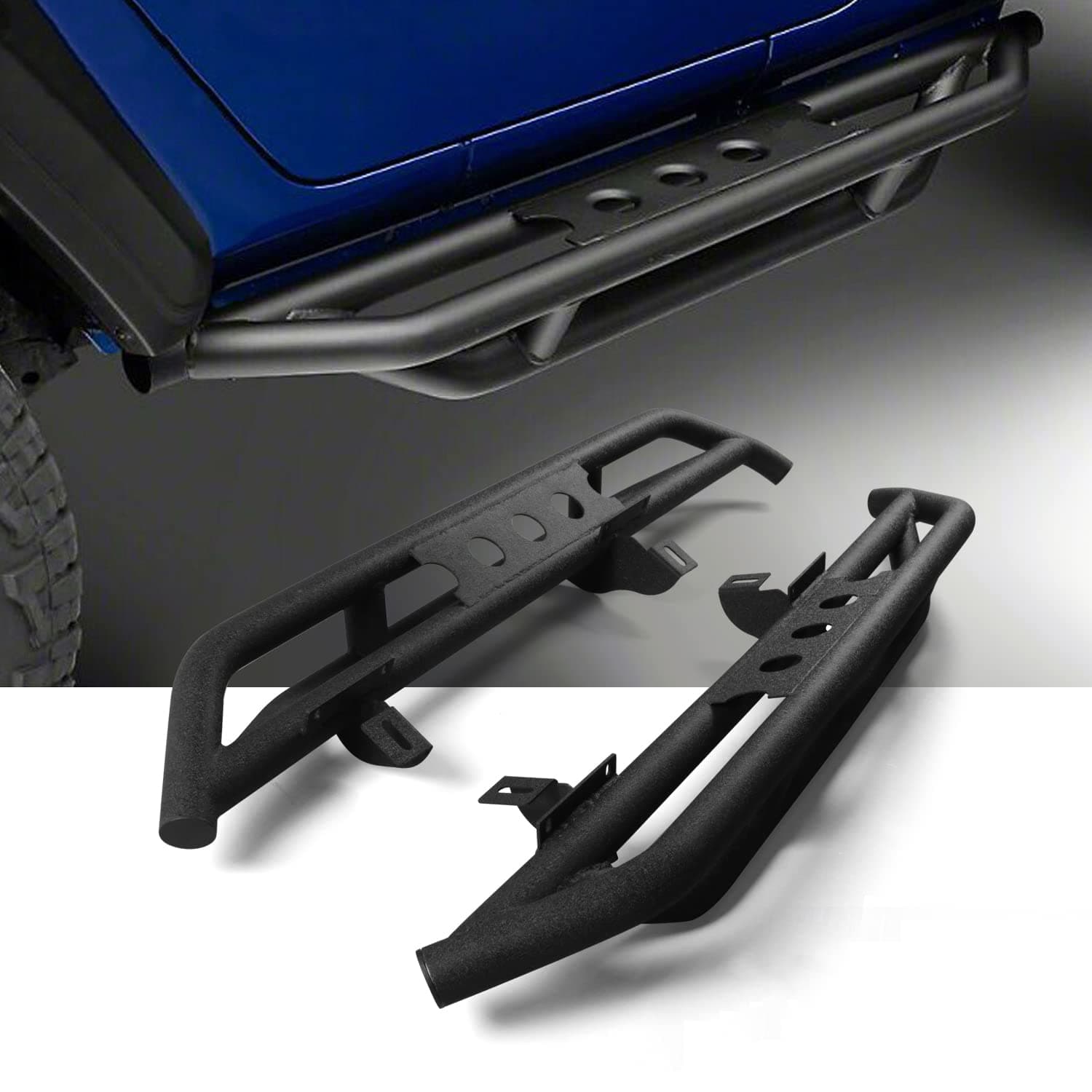 BoardRoad 6.7 Inch 2X Side Step Nerf Bar Running Board Guards Armor Kit Fit for 2007-2018 Jeep Wrangler JK 2 Door
