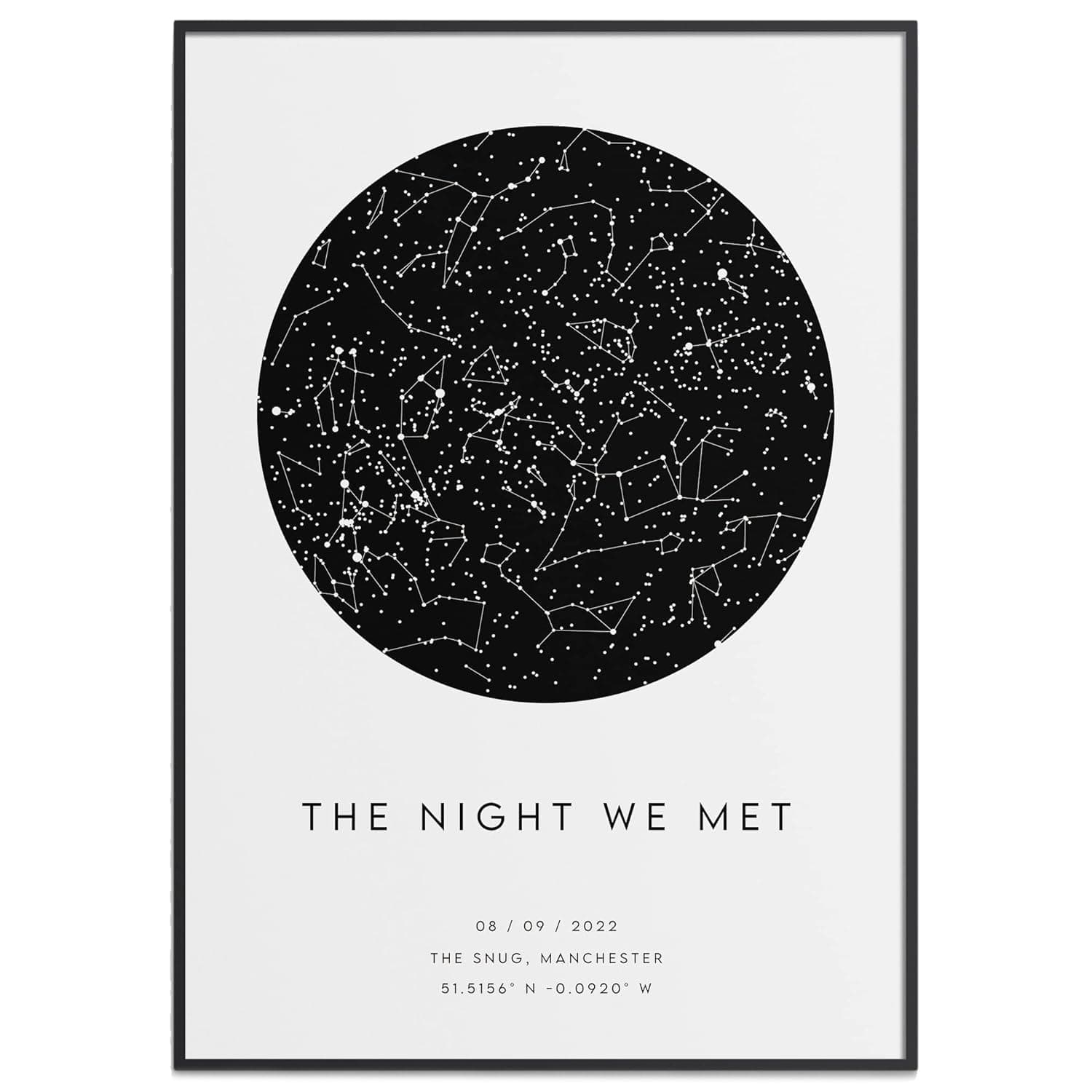 Custom Star Map Print - Night We Met - Anniversary Gift Romantic - Night Sky Constellation Print Personalised - The Perfect Valentines Gift