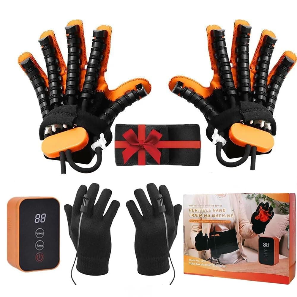 （Left+Right） Rehabilitation Robot Gloves, Hand Function Rehabilitation Training Device, Stroke Hand Therapy Equipment, Trainer Hand Recovery Equipment for Cerebral Palsy Stroke Hemiplegia