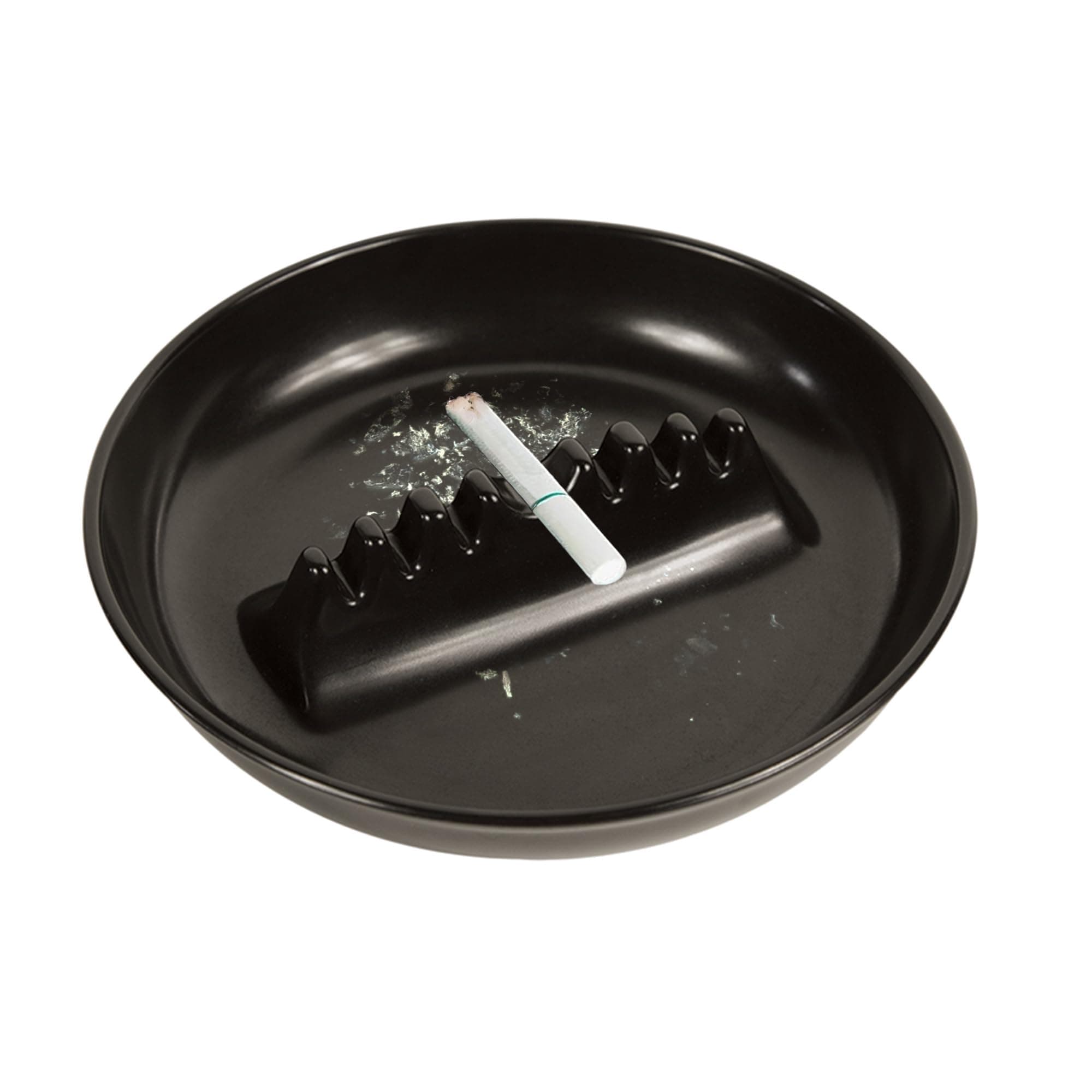 Fox Run Melamine Ash Tray, 6.75 x 6.75 x 1.25 inches, Black