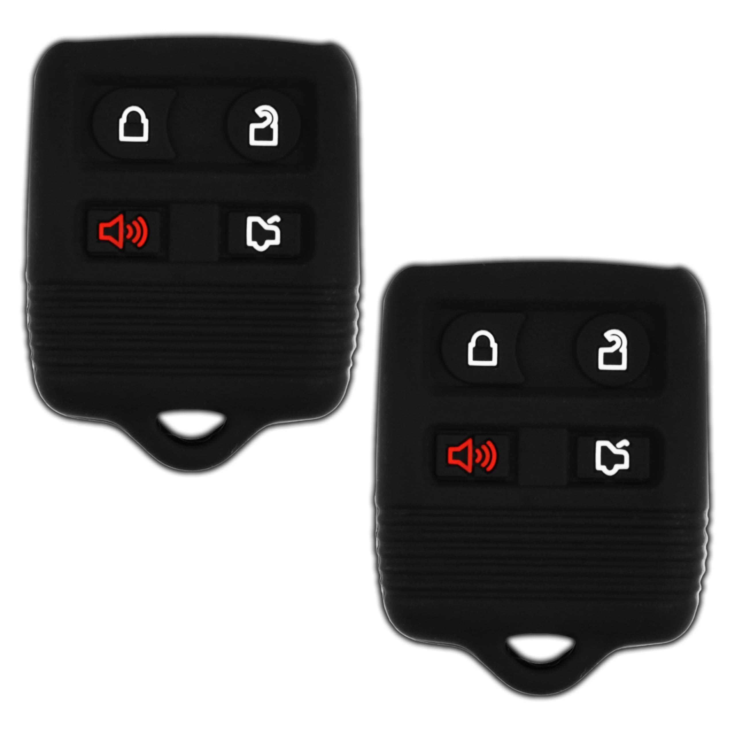 2X KeylessOption Key Fob Cover Replacement for 2000 2001 2002 2003 2004 2005 2006 2007 2008 2009 2010 2011 2012 2013 2014 2015 2016 2017 2018 2019 Ford Lincoln Mercury Mazda Remote Silicone, 4-Button