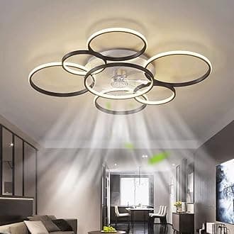 41" Modern Ceiling Fan with Light, Flush Mount Celing Fan with Led Light and Remote Control for Living Room，Tri-Color Light 6-Speed Wind