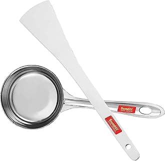 Sumeet Stainless Steel Perfect Dosa Making Spoon/Ladle Set of 2 Pcs (1 Turner, 1 Short Pour Ladle with Flat Base)