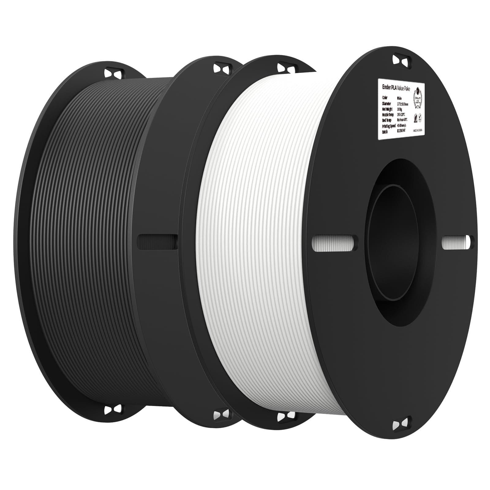 Creality 2kg Black & White PLA 1.75mm Filament Bundle for 3D Printing with No-Tangling Strong Bonding and Overhang Performance, Accuracy +/- 0.02mm