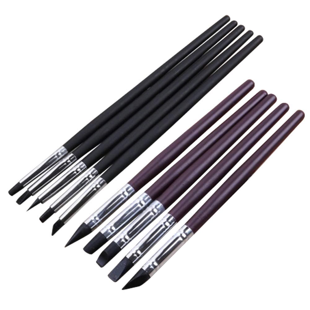 Pveath Clay Sculpting Tools,Professional Silicone Carving Tool Set Soft Black Tip Clay Sculpting Flexible Rubber Durable Metal Casings,Soft Silicone Tips for Shaping Modeling Wipe Out (S+L)
