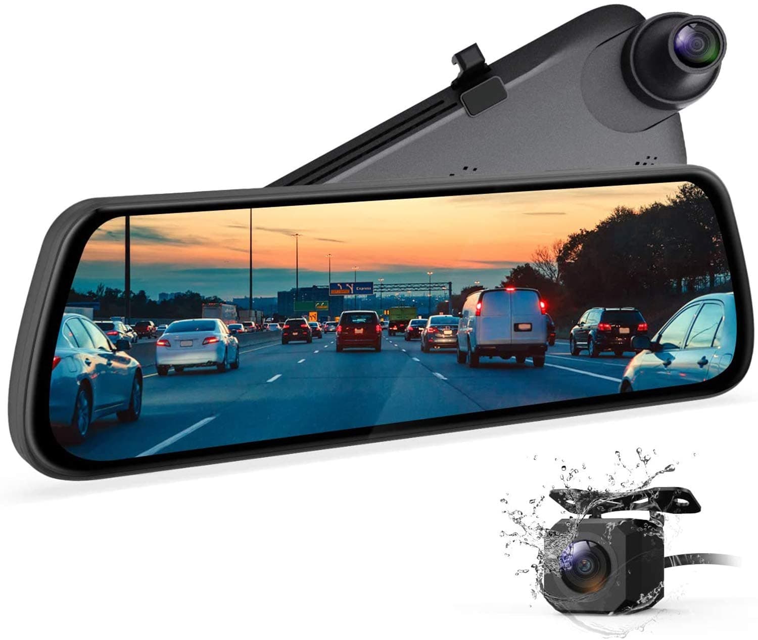 Mirror Dash Cam Dash Camera for Cars, Backup Camera with Night Vision Full Laminated and Anti-Glare Display, 1080P Dual Dash Cam with Streaming Media (BOSCAM R2)