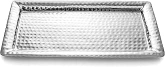 Monarch Abode Decorative Tray – 16-Inch Hand Hammered Nickel Finish Metal Bathroom Tray Countertop, Vanity Trays Organizer, Perfume Plate for Dresser, Kitchen Countertop Large Fruit Platter