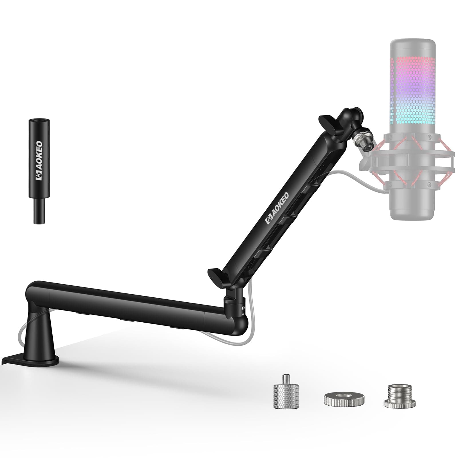 Microphone Arm,Aokeo AK-55 Desk Low Profile Adjustable Mic Boom Arm Stand,Suitable For Blue Yeti,Snowball iCE, HyperX QuadCast,SoloCast,Elgato Wave,Etc