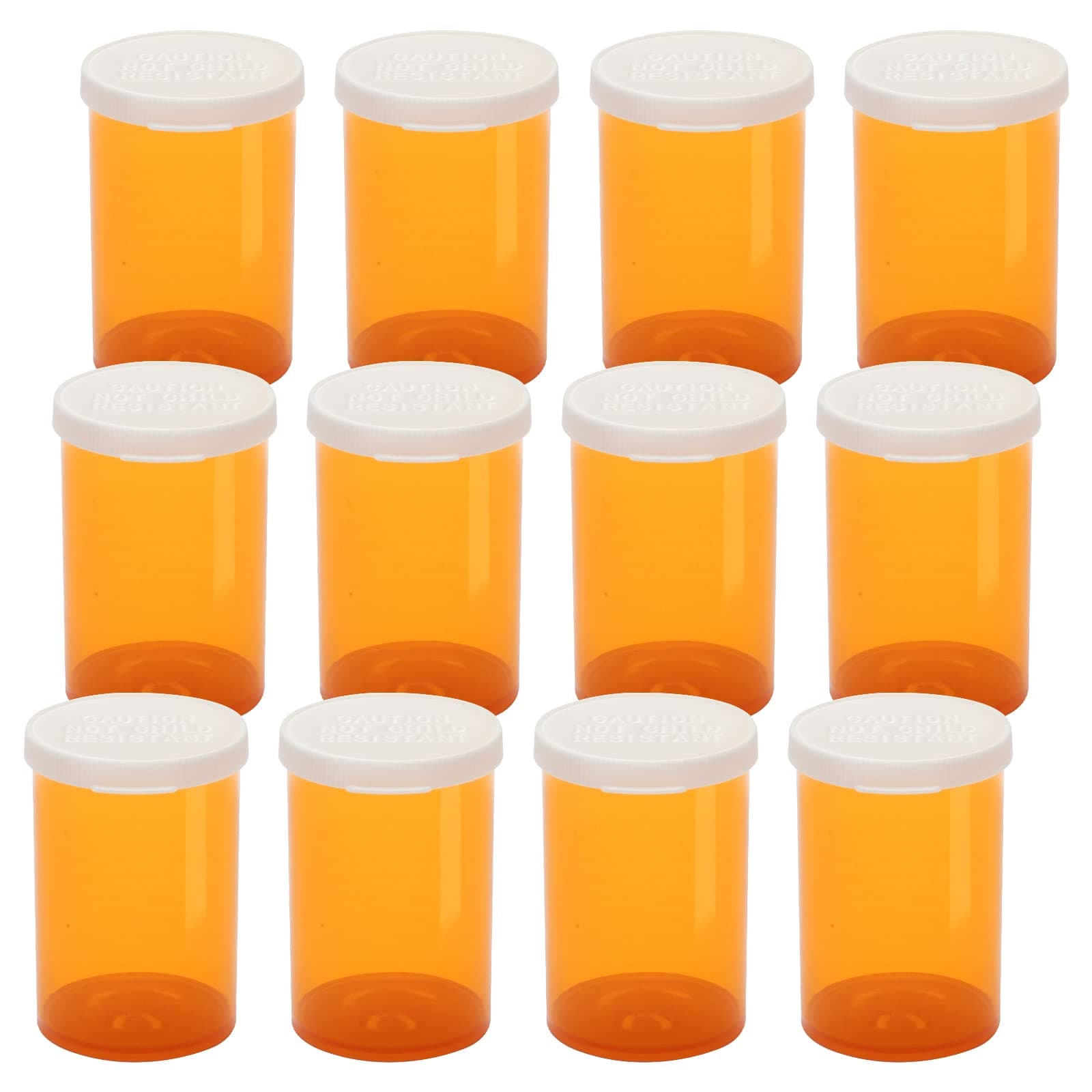 Empty Plastic Pill Bottles with Easy Open Snap Caps (Not Child Resistant), Prescription Medication Vials, Clear Containers, PillCases Dispenser Organizers (20 Dram, 12pcs)