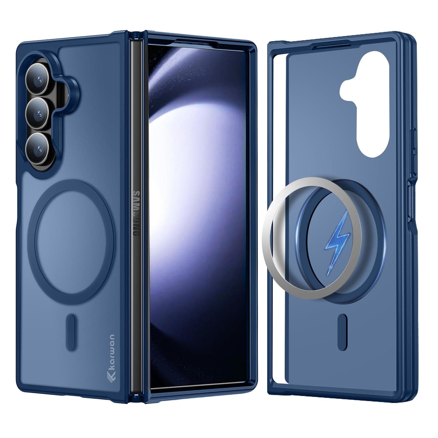 KARWAN Shockproof Transparent Back Case Cover Compatible with Samsung Galaxy Z Fold 7,Heavy Duty Case with 360 Degree Protection,Heavy Duty Cover with N52 Magnetic MagEase Mag-Safe Wireless Charging