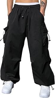 JMIERR Men's Baggy Cargo Pants Trendy Casual Parachute Pant Loose Fit Harem Joggers with Pockets for Streetwear