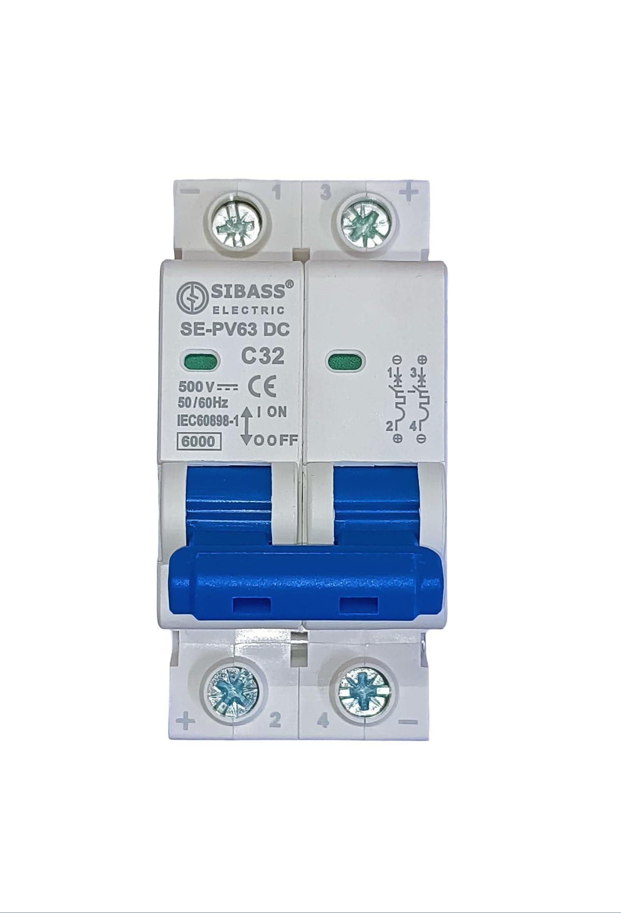 Aspa Solar DC MCB 2 Pole 500V 32A SIBASS MINIATURE CIRCUIT BREAKER - 01Qty