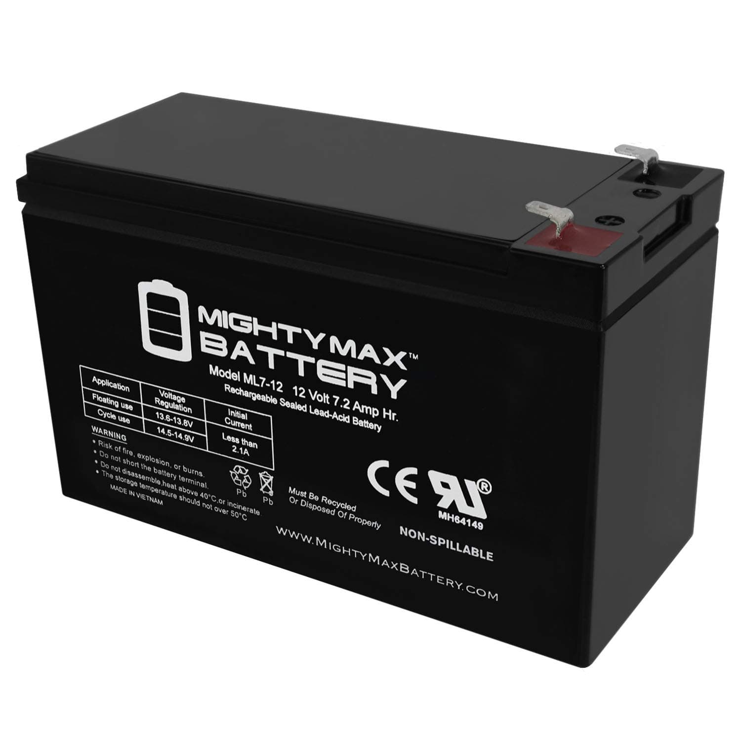 Mighty Max Battery ML7-12 - 12V 7.2AH Replacement UPS Battery for APC Back-UPS-550 BE550G