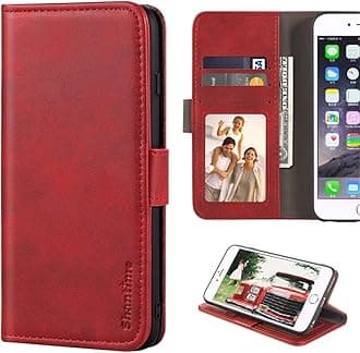 Stylish Leather Wallet Case Compatible with LG Wing 5G, Magnetic Shockproof Flip Cover with Card Holders, Photo Frame and Kickstand(Red)
