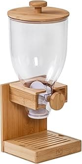 Honey-Can-Do Compact Dry Food Dispenser, Single Control & Snack Storage Container for Countertop or Pantry, Bamboo