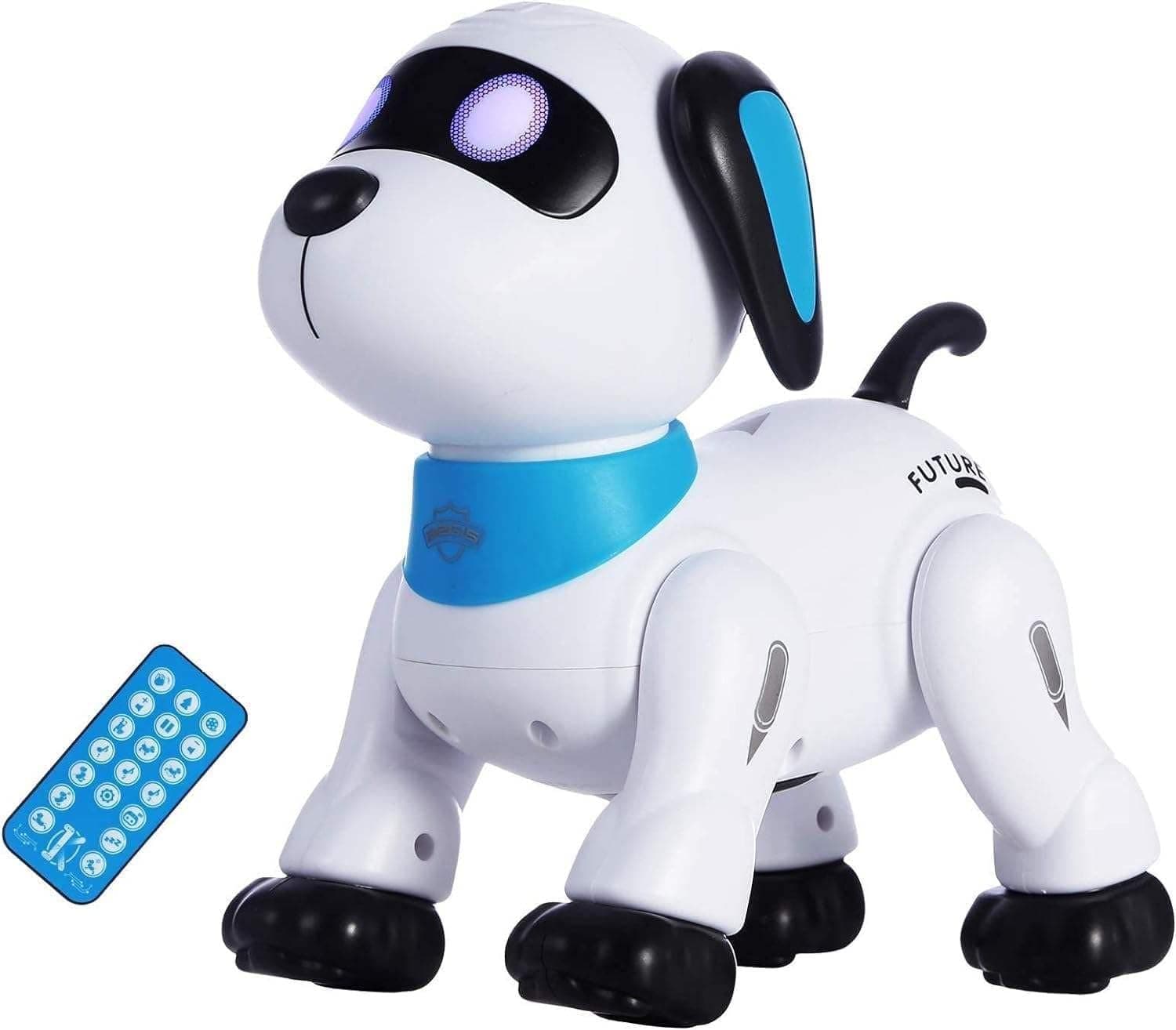 TOY GARDEN - Remote Control Robot Dog Toy – Interactive and Smart Dancing Robot for Kids aged 5 and up. This RC Stunt Toy Dog features sound effects, LED eyes, for kids who love robotic dogs