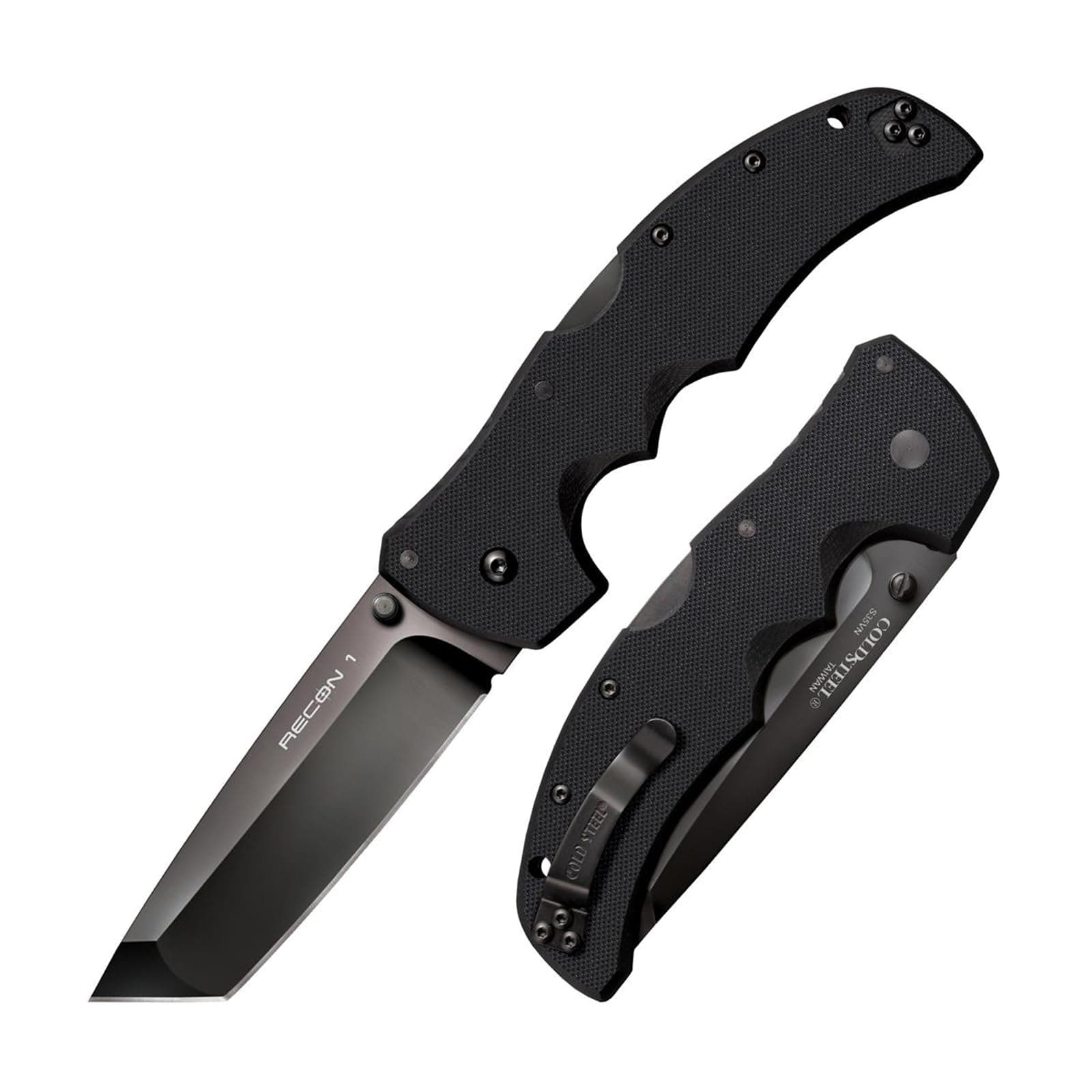 COLD STEEL Recon 1 4" S35VN Razor-Sharp Blade 5.375" G-10 Handle Tactical Folding Knife w/Tri-Ad Lock, Ambidextrous Pocket/Belt Clip