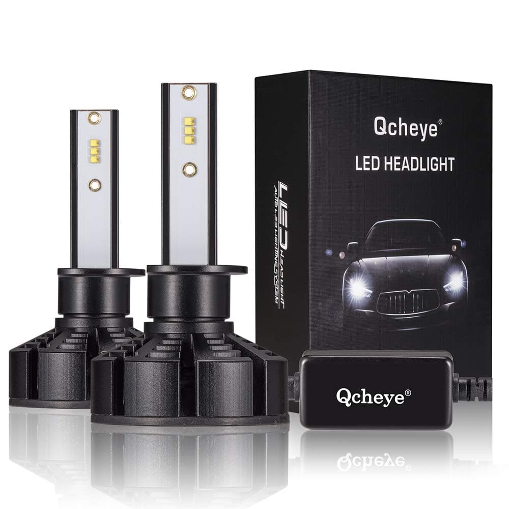 H1 LED Headlight Bulbs - 6000K 12000LM Super Bright Cool White Bulb High Beam Low Beam Fog Light Bulbs Conversion Kit 2pcs