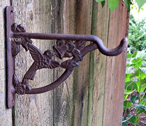 Distressed Cast Iron Nature Wall Bracket Plant Holder Pot Hook Lantern Hanger