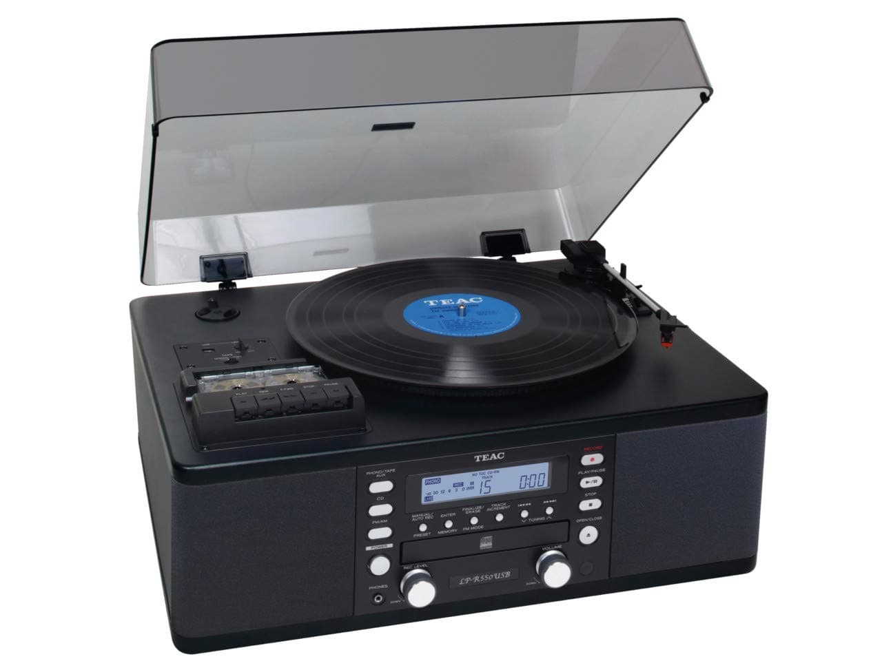 Teac LP-R550USB USB/CD Recorder with Cassette and Turntable, Black