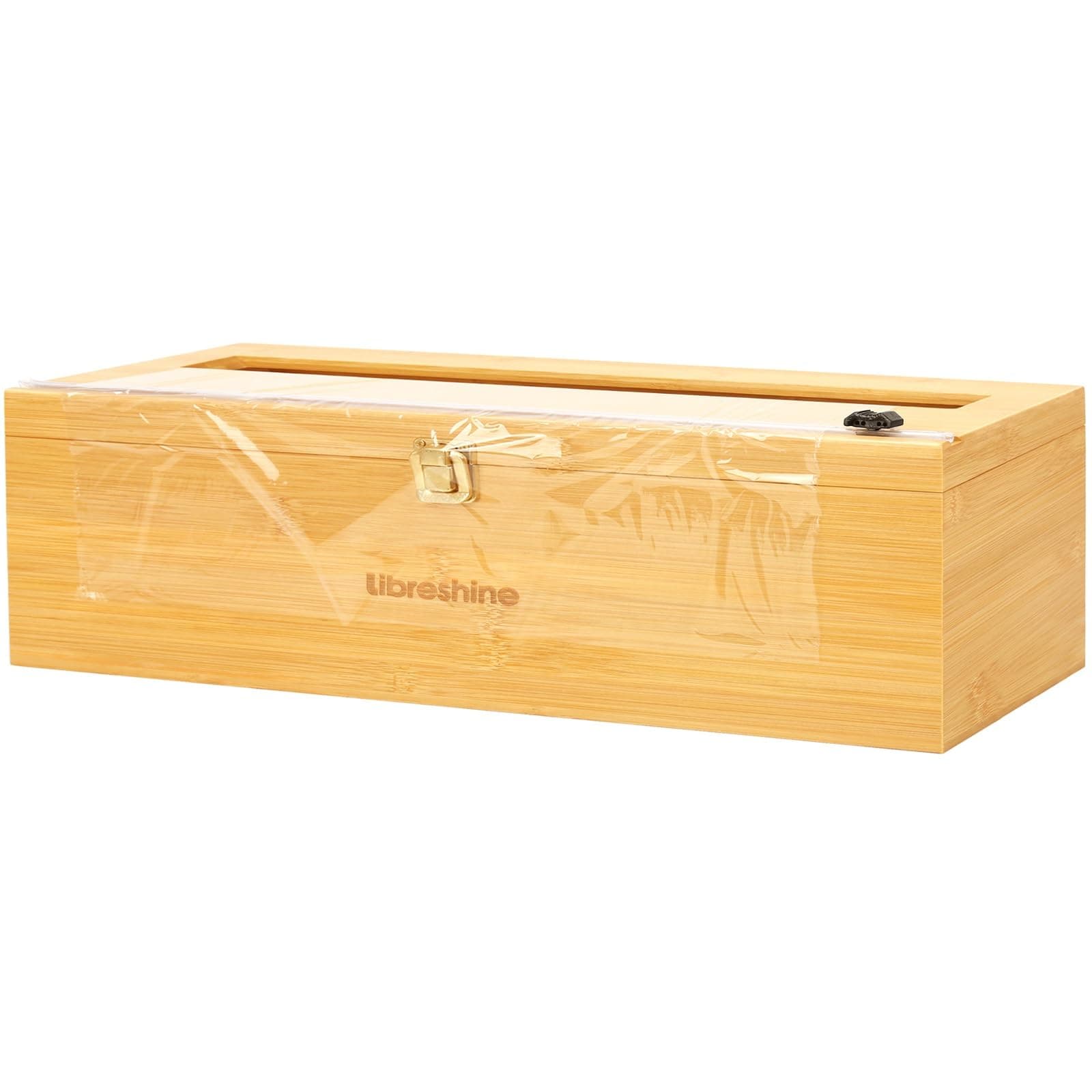 18 Inch Plastic Wrap Dispenser with Cutter & Roller, Heavy Duty Bamboo Commercial Film Wrap Holder for 3000ft Food Service Cling Film, 1000ft Foil, Butcher/Freezer/Kraft Paper