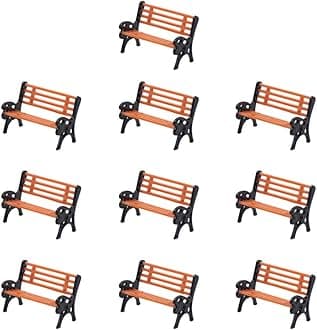 Evemodel 10pcs Model Train HO TT 1:87 Orange Plastic Park Street Seats