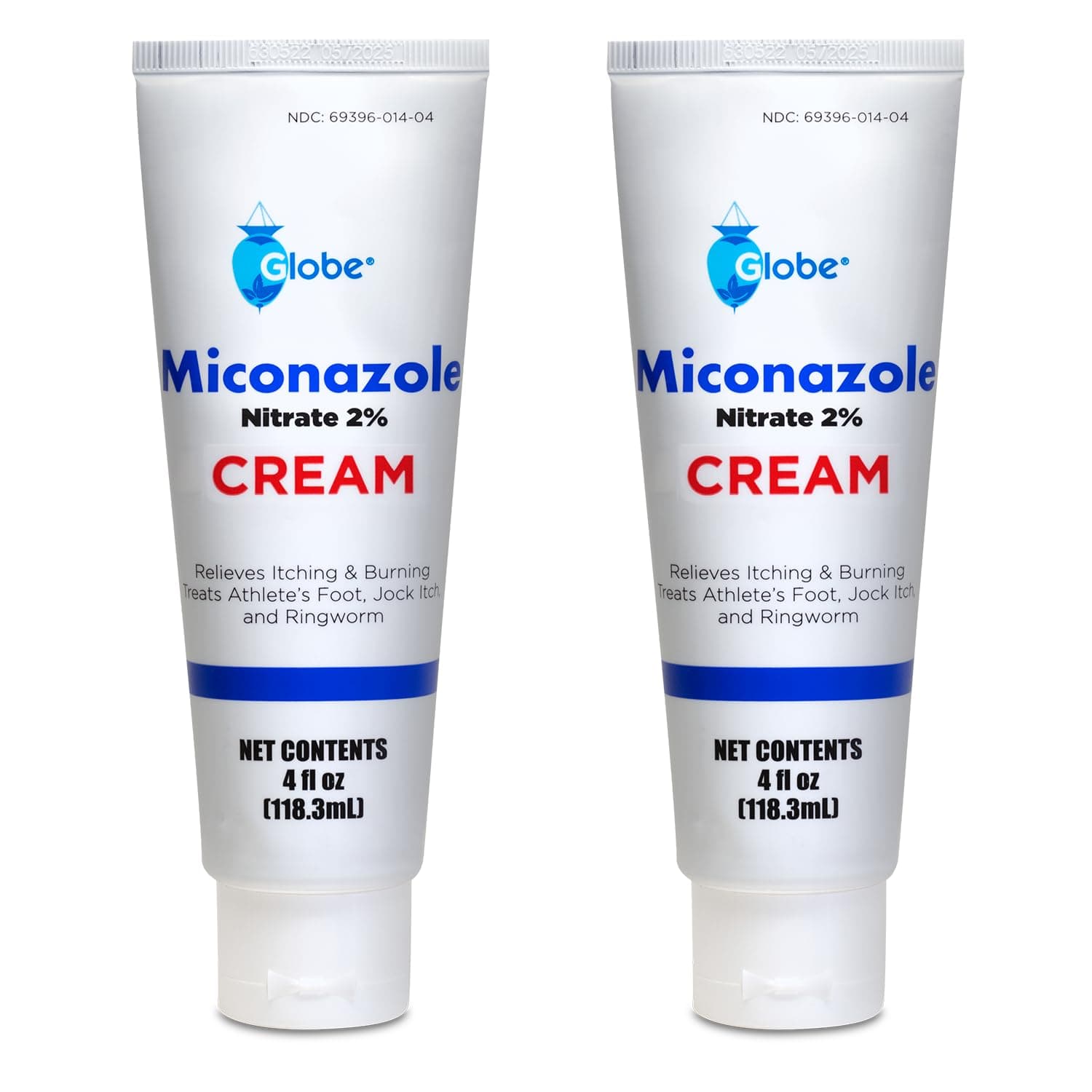 Globe (2 Pack Miconazole Nitrate 2% Cream (4 oz) Cures Most Athletes Foot, Jock Itch, Ringworm and More.