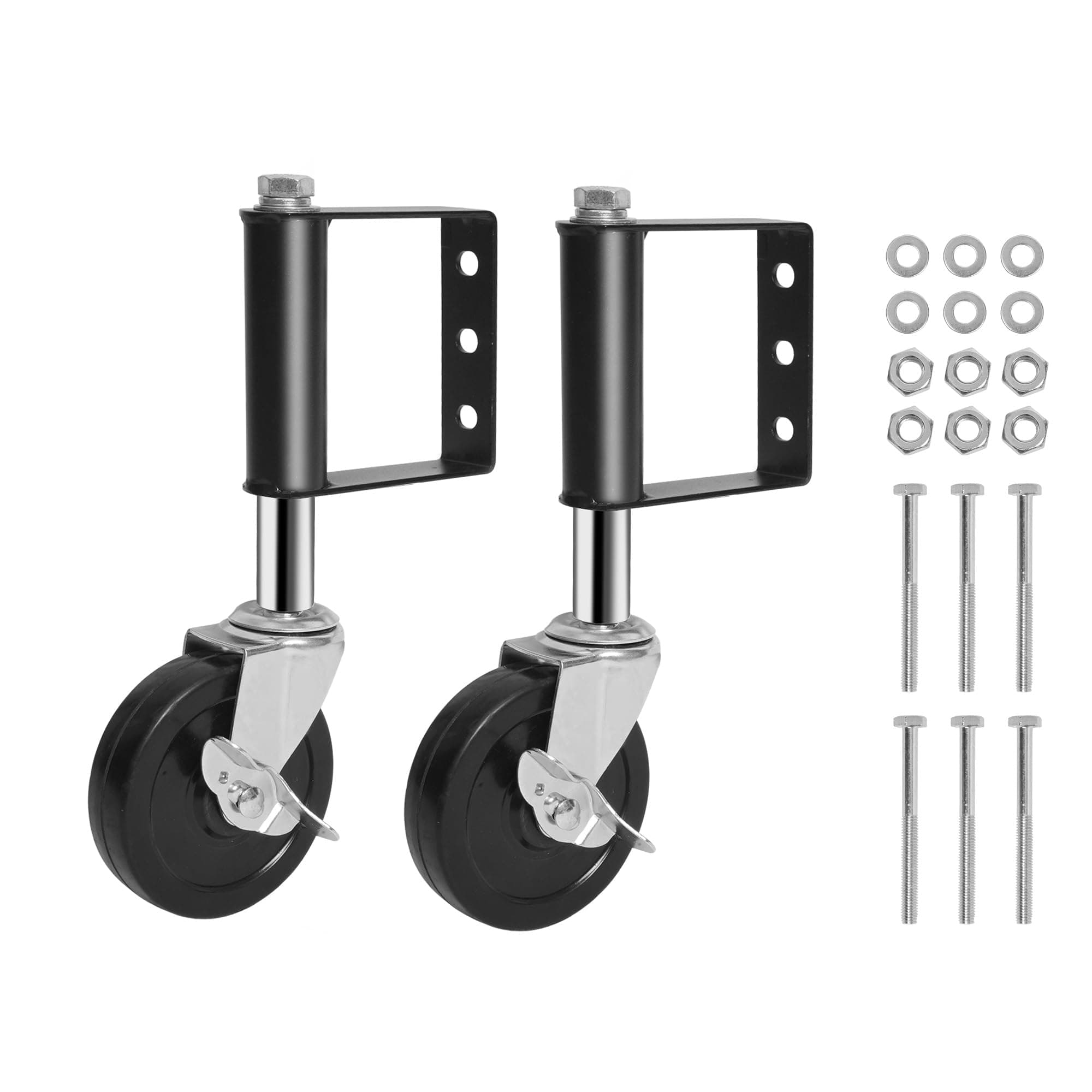Tcatec 2 Pcs Gate Wheels, Spring Loaded Gate Caster, 4 inch Heavy Duty Rubber Wheel for Fence Wooden Gate with 330 Lbs Load Capacity