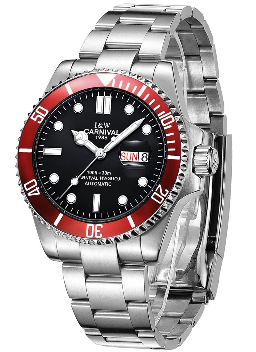 PASOY Automatic Watch for Men Luminous Tourbillon Mechanical Self-Wind Rotatable Bezel Sapphire Glass Waterproof Stainless Steel Military Outdoor Watches